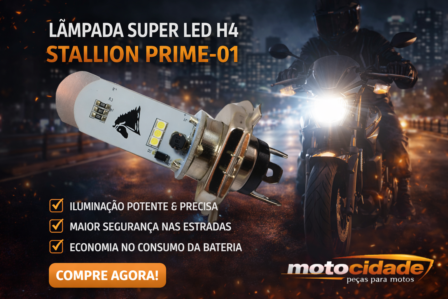 Lâmpada Super LED H4 Stallion